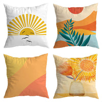 HKM-731731 Bohemian Floral Print Peach Skin Velvet Pillow Cover - 45x45CM