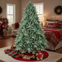 HKM-731859 4FT Hinged Blue Green Artificial Christmas Tree with 592 Tips and Stable Metal Stand for Holiday Decor