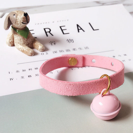 HKM-731923 Candy-Colored Adjustable Pet Collar with Bell - Multiple Sizes Available