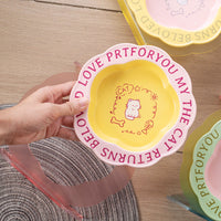HKM-731923 Ceramic Cat Bowl with Anti-Tumble Design in Multiple Colors and Intricate Lace Pattern