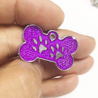 HKM-732051 Glittery Zinc Alloy Dog Tag with Paw Print Design for Personalization