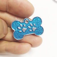 HKM-732051 Glittery Zinc Alloy Dog Tag with Paw Print Design for Personalization