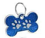 HKM-732051 Glittery Zinc Alloy Dog Tag with Paw Print Design for Personalization