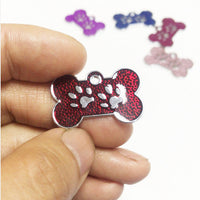 HKM-732051 Glittery Zinc Alloy Dog Tag with Paw Print Design for Personalization