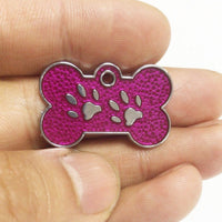HKM-732051 Glittery Zinc Alloy Dog Tag with Paw Print Design for Personalization