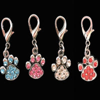 HKM-732051 Glittery Zinc Alloy Dog Tag with Paw Print Design for Personalization
