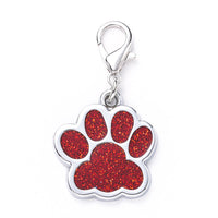 HKM-732051 Glittery Zinc Alloy Dog Tag with Paw Print Design for Personalization