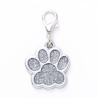 HKM-732051 Glittery Zinc Alloy Dog Tag with Paw Print Design for Personalization