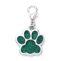 HKM-732051 Glittery Zinc Alloy Dog Tag with Paw Print Design for Personalization