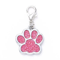 HKM-732051 Glittery Zinc Alloy Dog Tag with Paw Print Design for Personalization