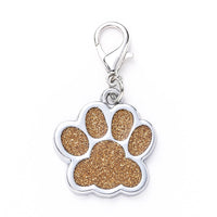 HKM-732051 Glittery Zinc Alloy Dog Tag with Paw Print Design for Personalization