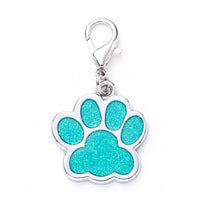 HKM-732051 Glittery Zinc Alloy Dog Tag with Paw Print Design for Personalization
