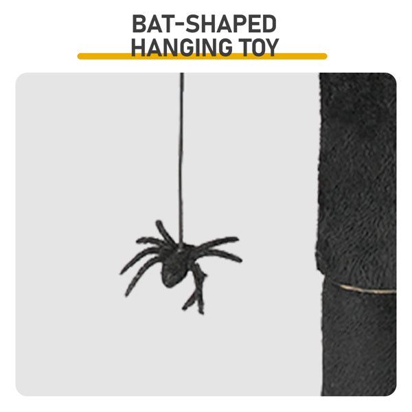 HKM-732051 Gothic Cat Tree Tower with Spacious Condo, Branch-Shaped Scratching Post & Spider Toy in Red and Black