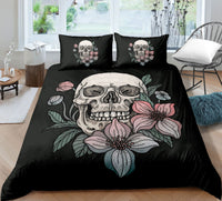 HKM-732051 Skull-Themed 3D Digital Print Bedding Set - Quilt Cover & Pillowcases in Multiple Sizes