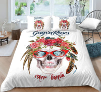 HKM-732051 Skull-Themed 3D Digital Print Bedding Set - Quilt Cover & Pillowcases in Multiple Sizes