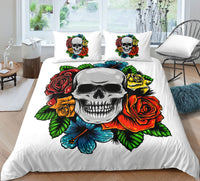 HKM-732051 Skull-Themed 3D Digital Print Bedding Set - Quilt Cover & Pillowcases in Multiple Sizes