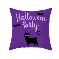 HKM-732115 Halloween Pumpkin Black Cat Pillowcase - Soft Peach Skin Material, Digital Print, 45x45cm