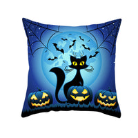 HKM-732115 Halloween Pumpkin Black Cat Pillowcase - Soft Peach Skin Material, Digital Print, 45x45cm