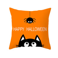 HKM-732115 Halloween Pumpkin Black Cat Pillowcase - Soft Peach Skin Material, Digital Print, 45x45cm