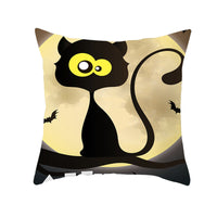 HKM-732115 Halloween Pumpkin Black Cat Pillowcase - Soft Peach Skin Material, Digital Print, 45x45cm