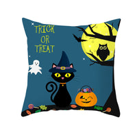 HKM-732115 Halloween Pumpkin Black Cat Pillowcase - Soft Peach Skin Material, Digital Print, 45x45cm