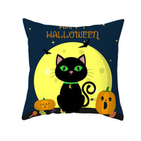 HKM-732115 Halloween Pumpkin Black Cat Pillowcase - Soft Peach Skin Material, Digital Print, 45x45cm