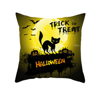 HKM-732115 Halloween Pumpkin Black Cat Pillowcase - Soft Peach Skin Material, Digital Print, 45x45cm