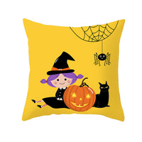 HKM-732115 Halloween Pumpkin Black Cat Pillowcase - Soft Peach Skin Material, Digital Print, 45x45cm