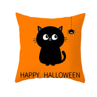 HKM-732115 Halloween Pumpkin Black Cat Pillowcase - Soft Peach Skin Material, Digital Print, 45x45cm