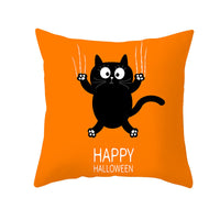 HKM-732115 Halloween Pumpkin Black Cat Pillowcase - Soft Peach Skin Material, Digital Print, 45x45cm