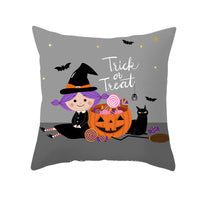 HKM-732115 Halloween Pumpkin Black Cat Pillowcase - Soft Peach Skin Material, Digital Print, 45x45cm