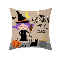 HKM-732115 Halloween Pumpkin Black Cat Pillowcase - Soft Peach Skin Material, Digital Print, 45x45cm