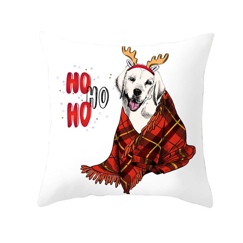 HKM-732179 Christmas Pet Printing Peach Skin Fabric Pillow Cover, 45x45cm, Modern Simple Design