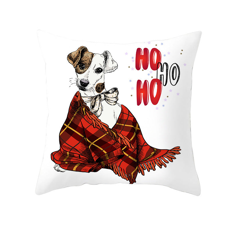 HKM-732179 Christmas Pet Printing Peach Skin Fabric Pillow Cover, 45x45cm, Modern Simple Design