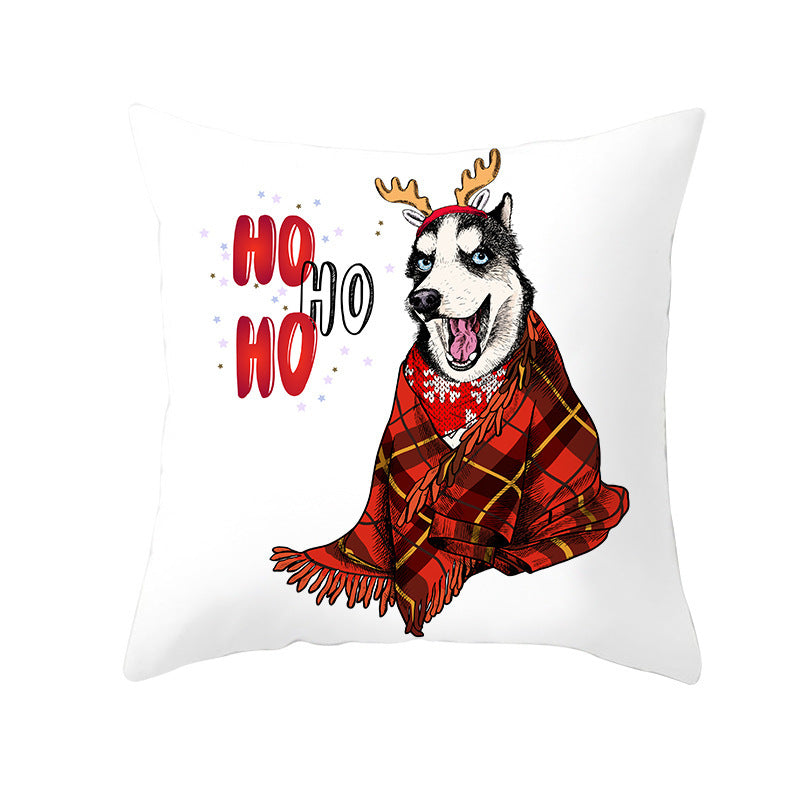 HKM-732179 Christmas Pet Printing Peach Skin Fabric Pillow Cover, 45x45cm, Modern Simple Design