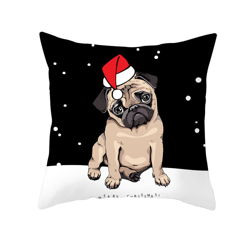 HKM-732179 Christmas Pet Printing Peach Skin Fabric Pillow Cover, 45x45cm, Modern Simple Design