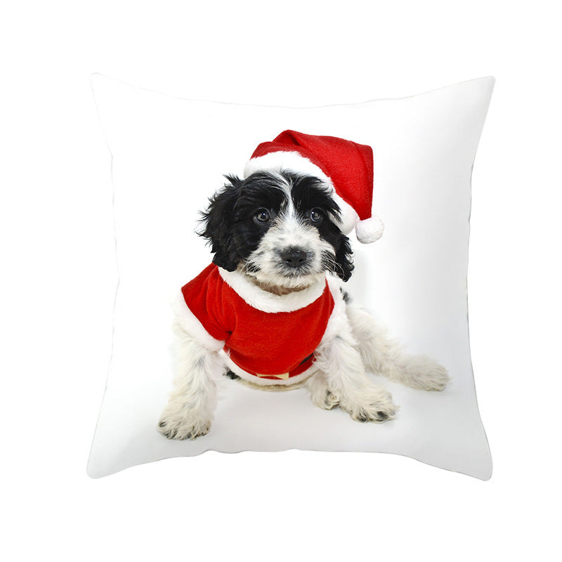 HKM-732179 Christmas Pet Printing Peach Skin Fabric Pillow Cover, 45x45cm, Modern Simple Design