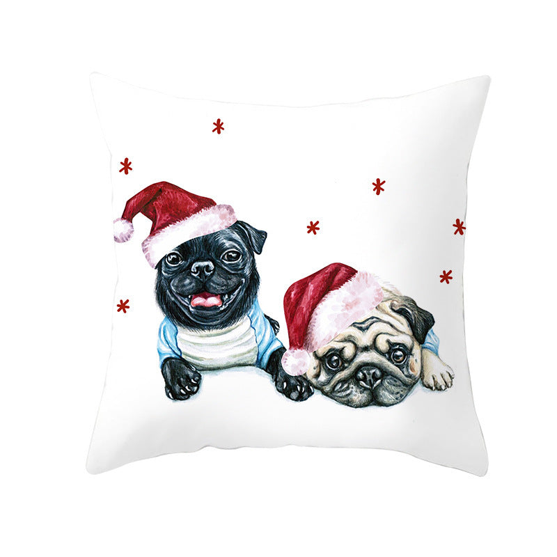 HKM-732179 Christmas Pet Printing Peach Skin Fabric Pillow Cover, 45x45cm, Modern Simple Design
