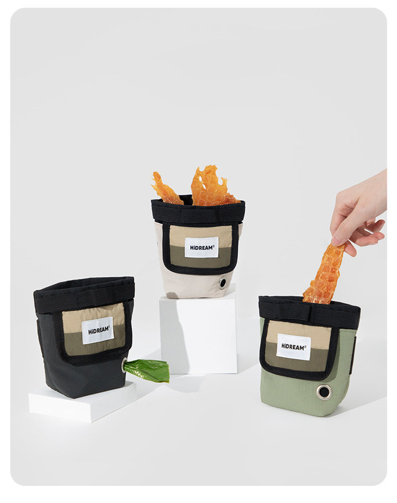 HKM-732243 Portable Nylon Pet Snack Bag for Outdoor Dog Training - Available in Cow's Milk Brown, Buckwheat Gray, and Olive Green