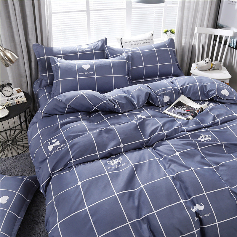 HKM-732371 Heart Design 3-Piece Quilt Cover Set for Dormitory Beds in Multiple Sizes