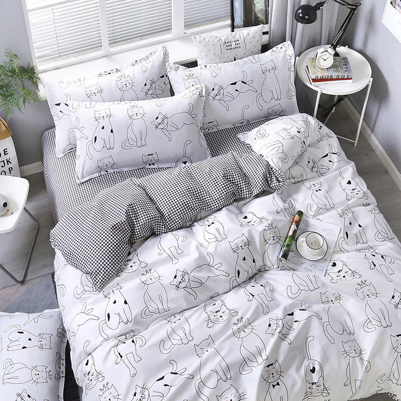 HKM-732371 Heart Design 3-Piece Quilt Cover Set for Dormitory Beds in Multiple Sizes