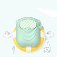 HKM-732435 Cartoon Silicone Protective Cover for AirPods - Wallet Style, Geometric Design, Multiple Colors Available