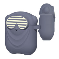 HKM-732435 Cartoon Silicone Protective Cover for AirPods - Wallet Style, Geometric Design, Multiple Colors Available