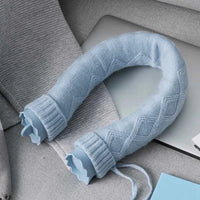HKM-732435 U-Shape Silicone Hot Water Bag with Knitted Cover for Neck and Shoulder Relief