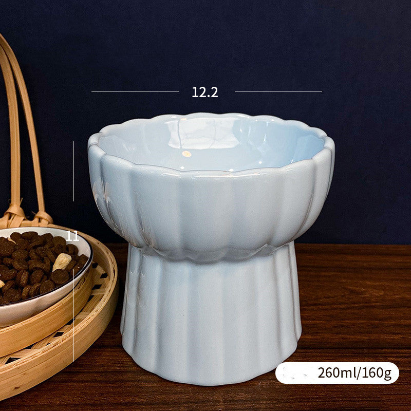HKM-732563 Ceramic Anti-Tip Cat Food and Water Bowl in Mint Green, Peach Powder, or Ceramic White - 250G Capacity