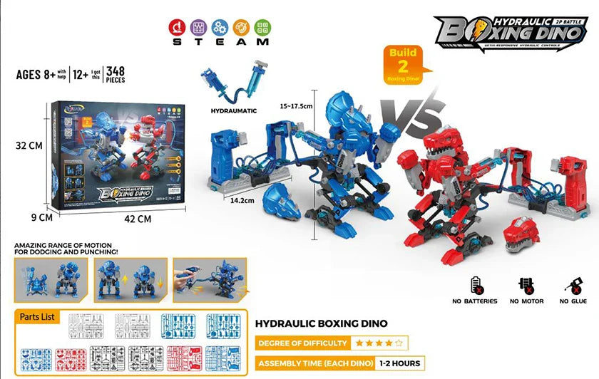 Hydraulic-Powered Battle Robots Building Kit - 348 Pieces STEM Toy for Ages 5 and Up