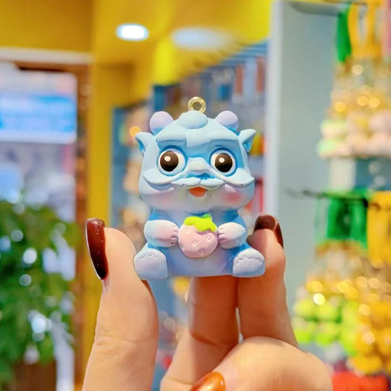 HKM-732883 2024 Year of the Dragon Cartoon Keychain - PVC Soft Rubber Lanyard Accessory for Bags and Car Keys