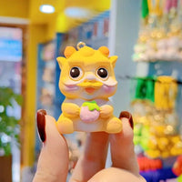 HKM-732883 2024 Year of the Dragon Cartoon Keychain - PVC Soft Rubber Lanyard Accessory for Bags and Car Keys