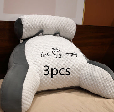 KTX-732883 Ergonomic Large Triangle Reading Pillow with Detachable Soft Lumbar Support for Bedside and Office Use