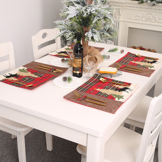 HKM-733203 Embroidered Latticed Cloth Table Mat for Home Decor - 44cm x 33cm Size
